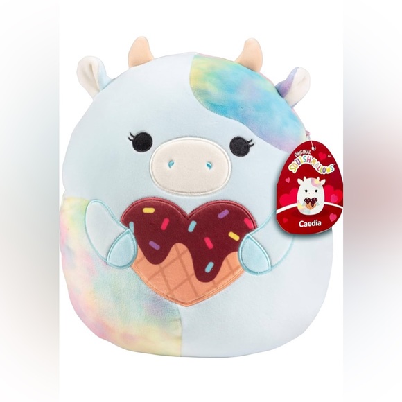 NWT 10” Caedia the Cow Holding Heart Squishmallow—Valentines Day Collection - Picture 1 of 5